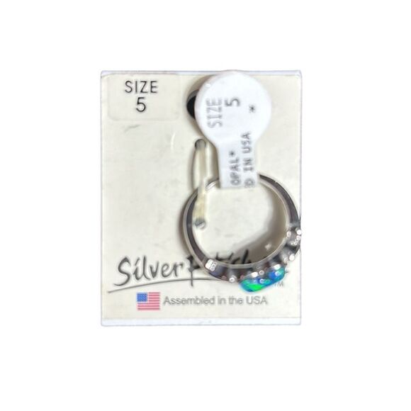 Silver fetish Aurora opal ring heart size 5 new - Picture 2 of 3